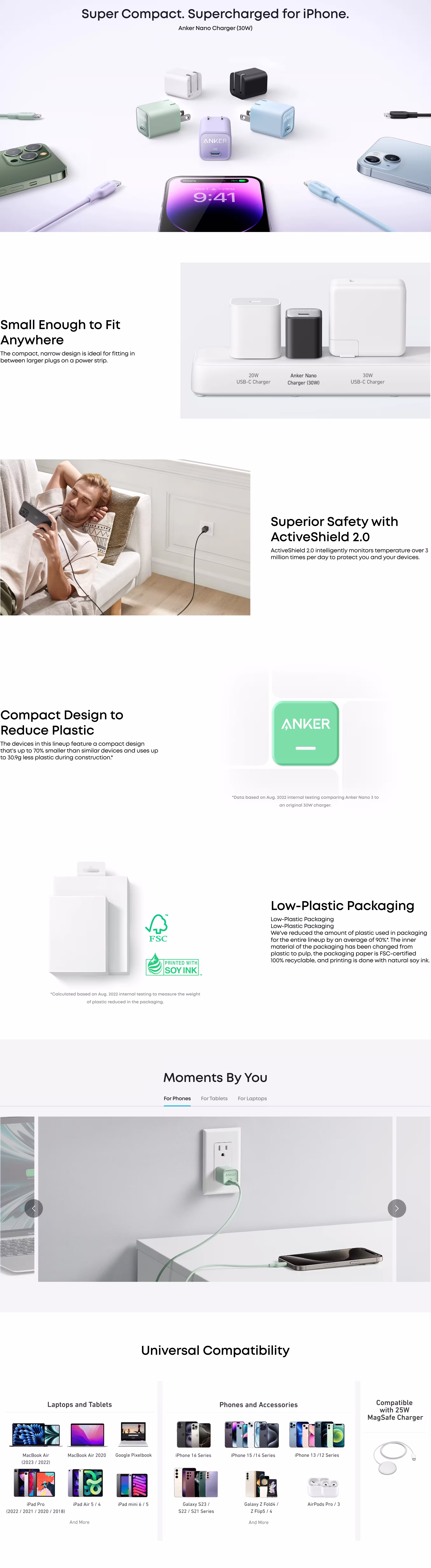 Anker Nano 30W USB-C GaN II Charger Infographic