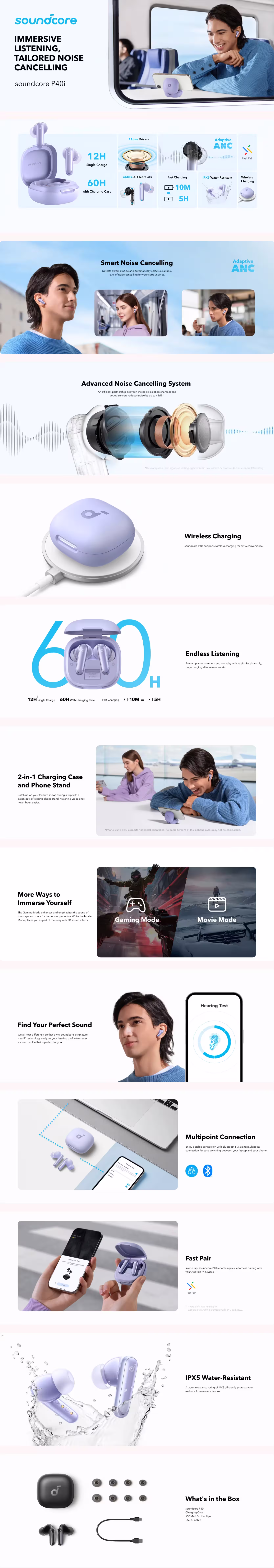 Anker Soundcore P40i Earbuds Infographic