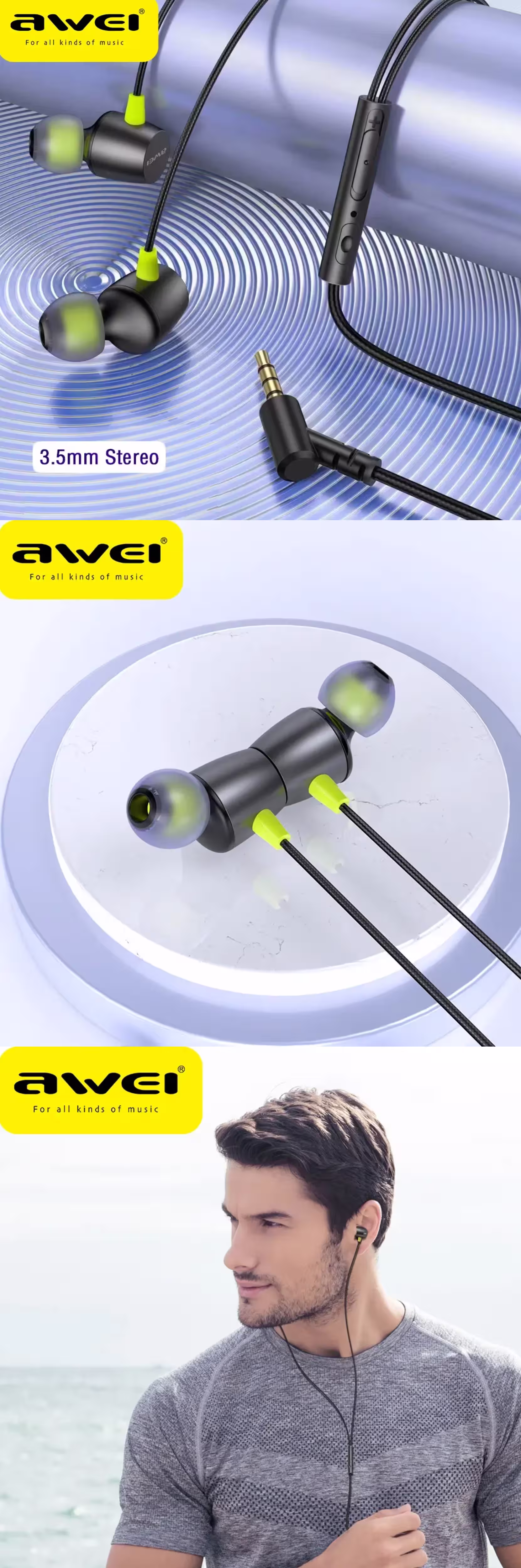 Awei L5 Bass Stereo Wired Earphones Infographic