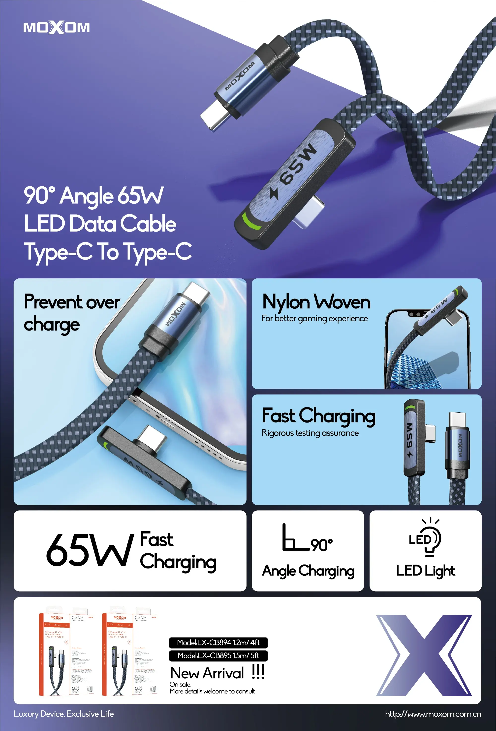 Moxom LX-CB895 Type-C to Type-C Charging Cable Infographic