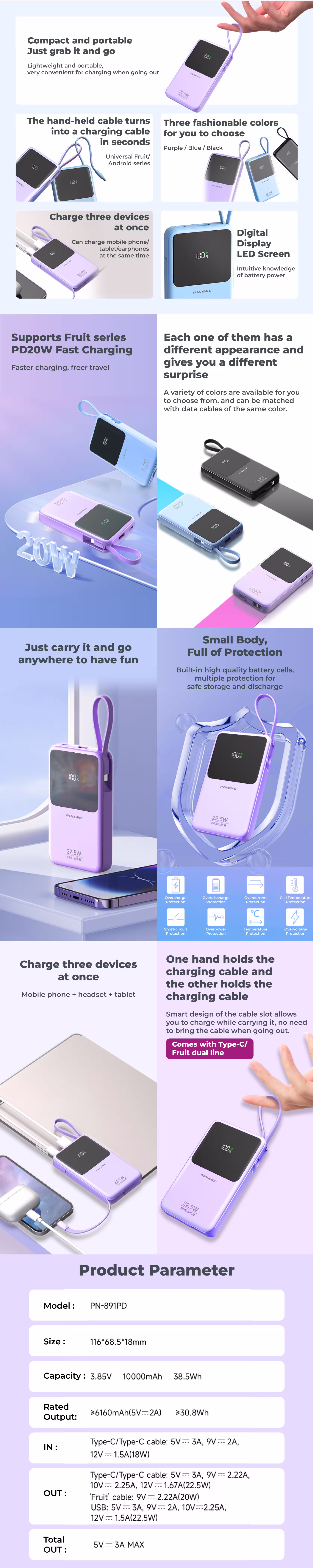 Pineng PN-891 10000mAh Infographic TechPedia Malaysia