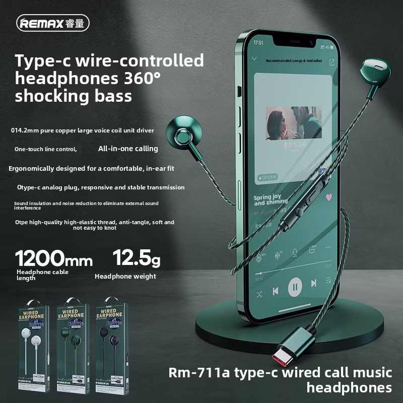 Remax RM-711A Type-C Earphones Infographic