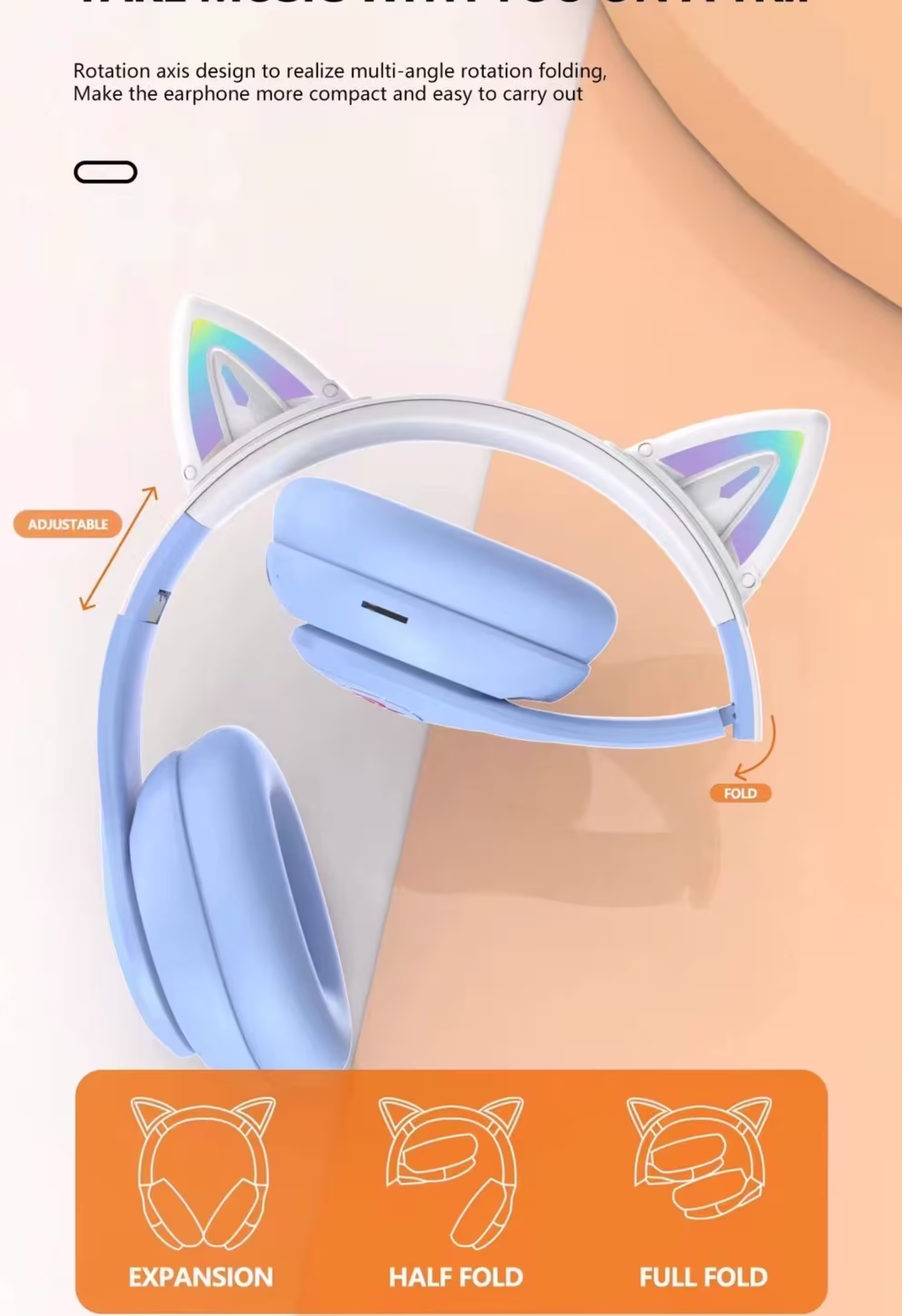 Abodos AS-WH15 Girls Bluetooth Headphones Infographic2