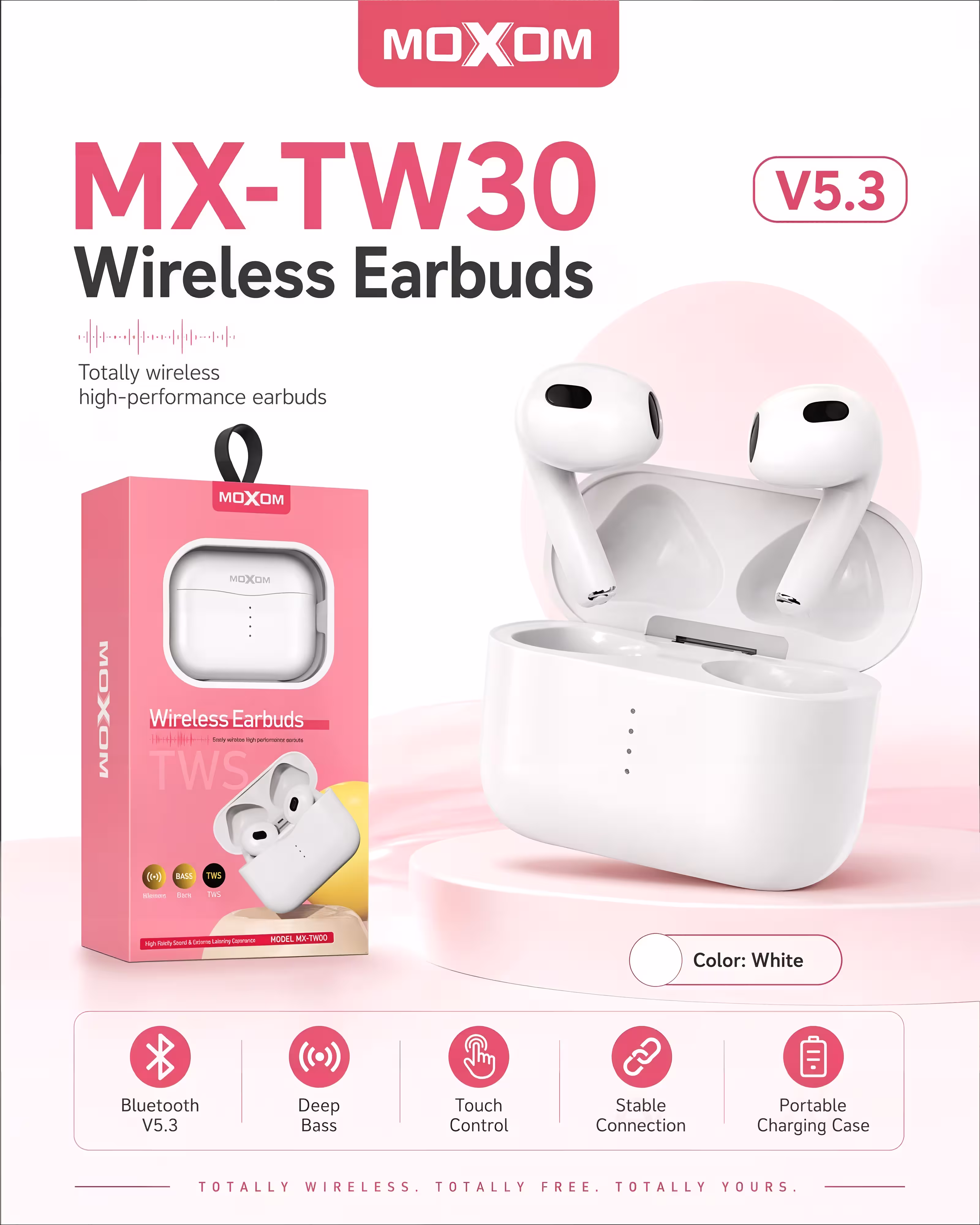 Moxom MX-TW30 TWS Earbuds Infographic