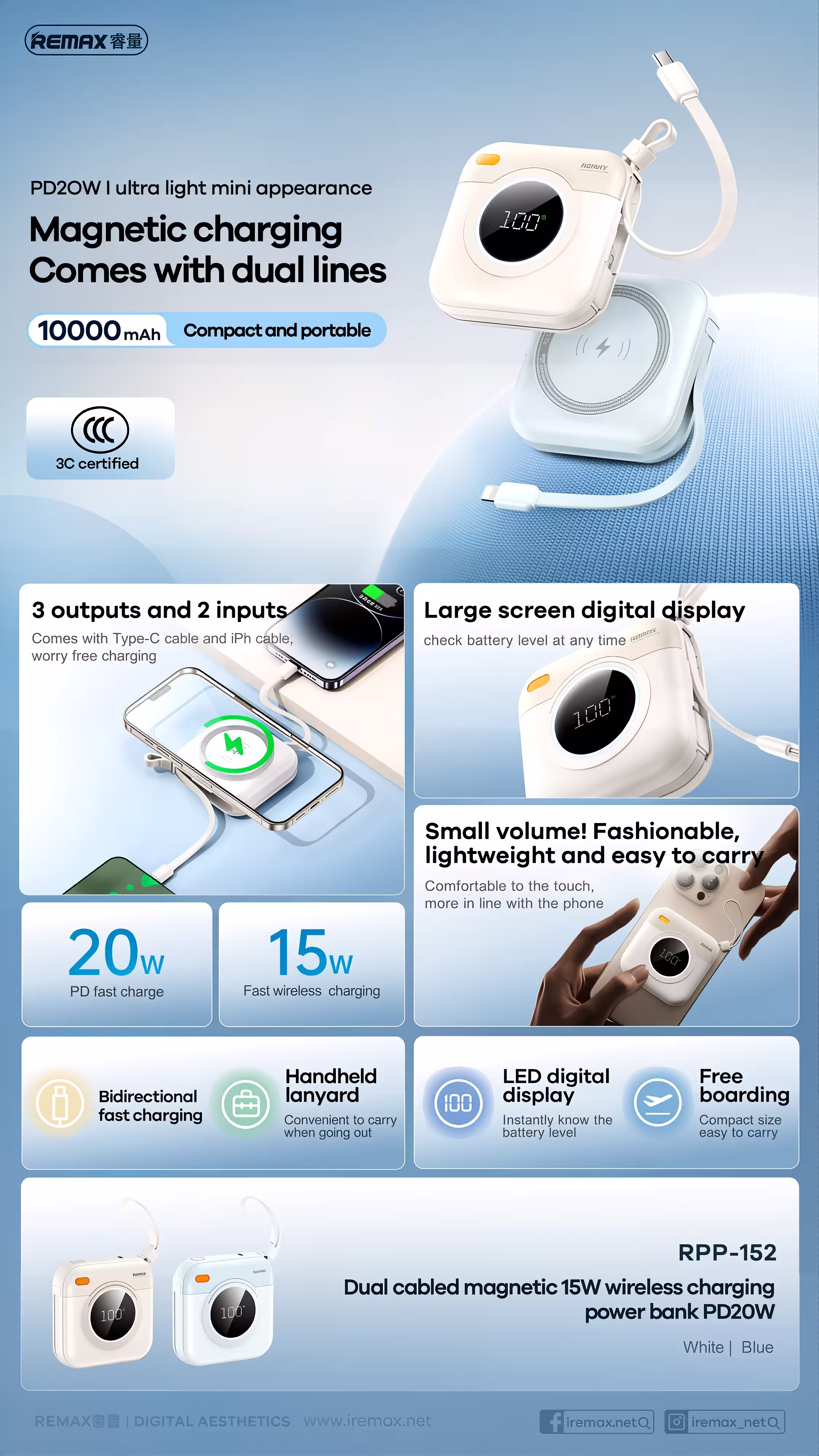 Remax RPP-152 10000mAh Power Bank Infographic