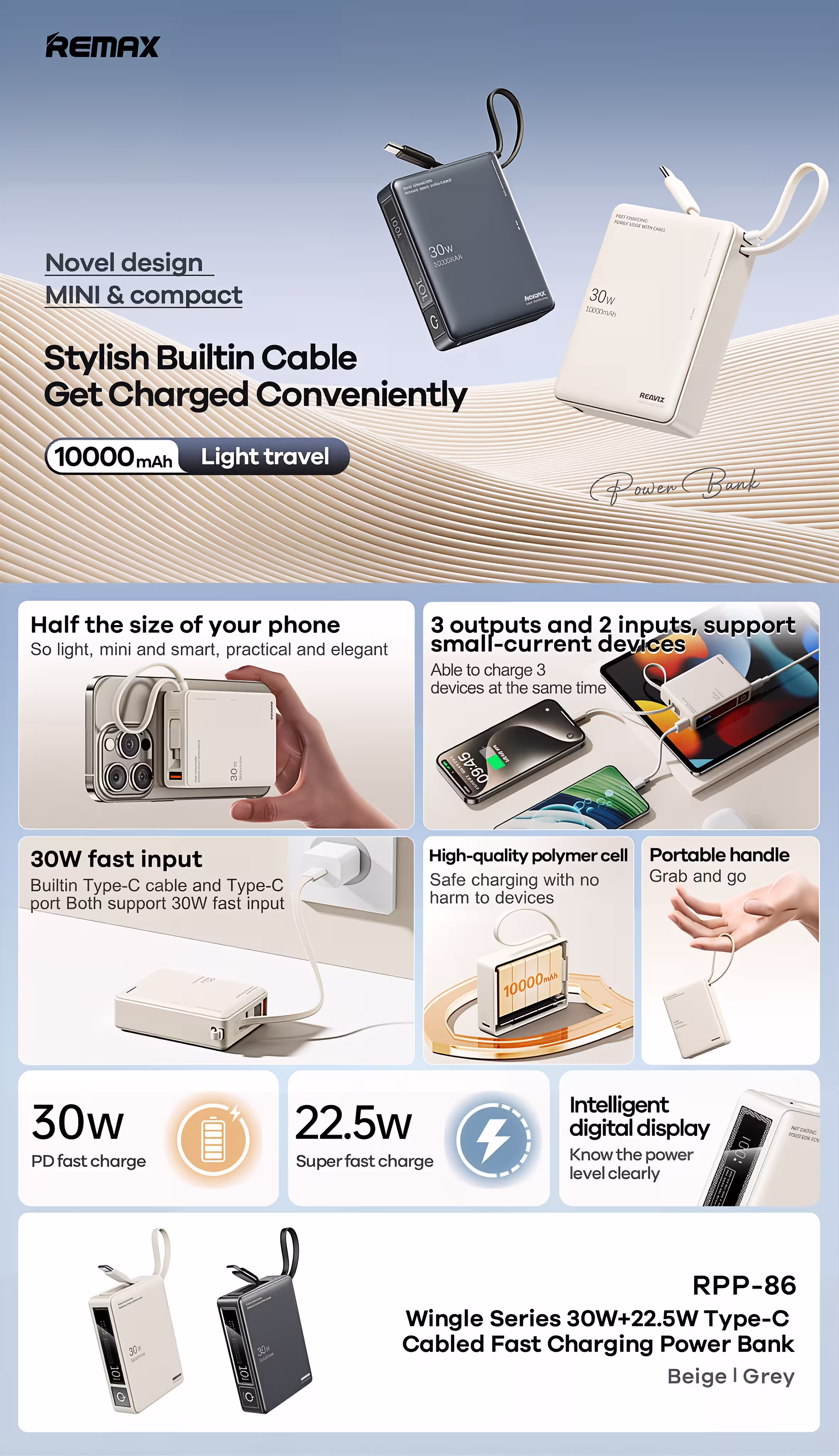 Remax RPP-86 10000mAh Fast Charging Power Bank